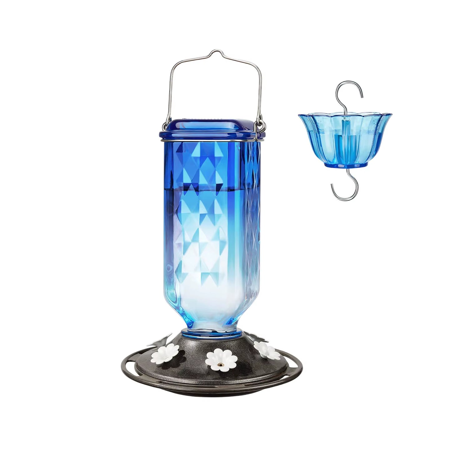 Skybloom Glass Hummingbird Feeder – Elegant 6-Port Nectar Feeder with Ant Moat