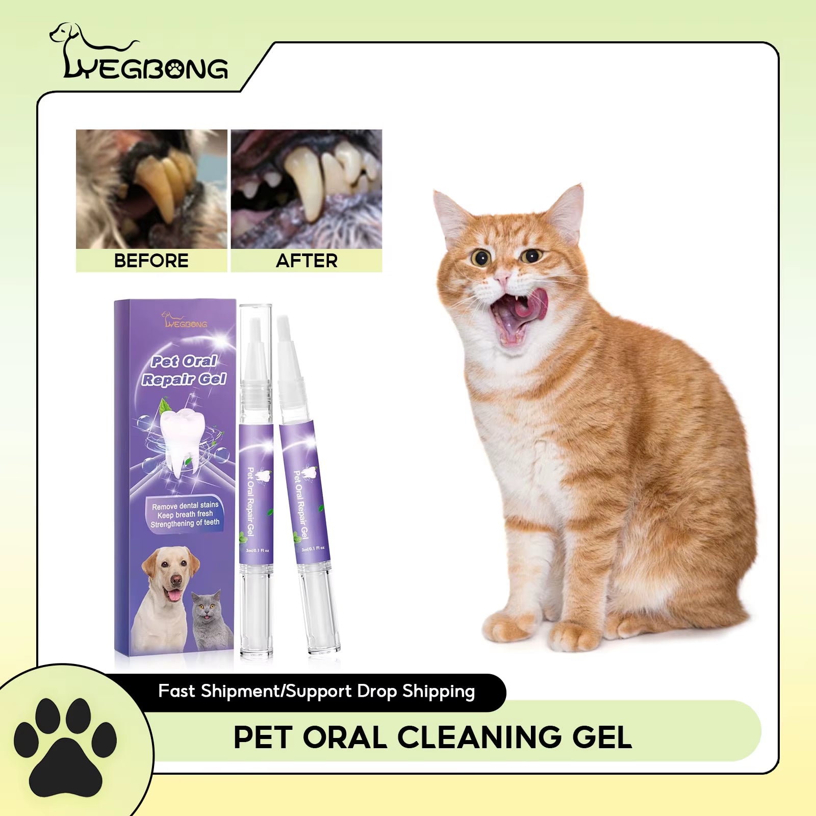 Freshpaws™ Pet Oral Repair Gel – the Ultimate Smile Saver for Cats & Dogs